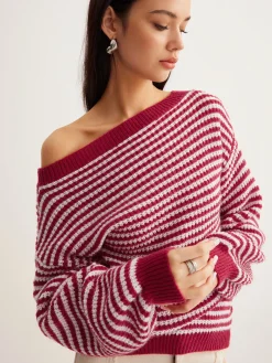 COMMENSE Contrast Trim Striped Swaeter* Sweater Tops|Sweaters & Cardigans
