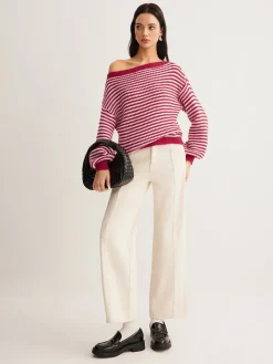 COMMENSE Contrast Trim Striped Swaeter* Sweater Tops|Sweaters & Cardigans