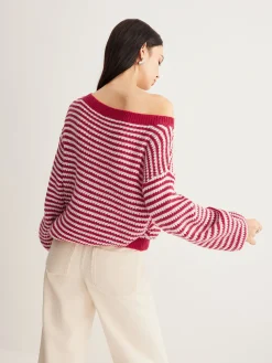 COMMENSE Contrast Trim Striped Swaeter* Sweater Tops|Sweaters & Cardigans