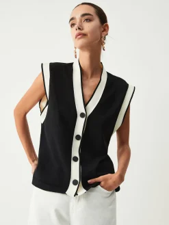 COMMENSE Contrast Trim Sweater Vest* Sweater Vests|Sweaters & Cardigans