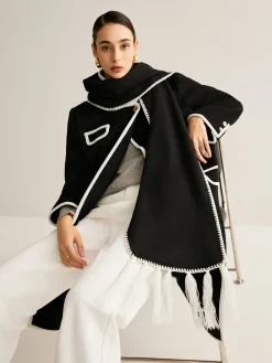 COMMENSE Contrast Trim Tassel Scarf* Accessories