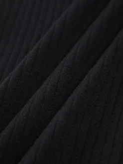 COMMENSE Contrast Trim Wrap Midi Knit Dress* Black Dresses|Sweater Dresses