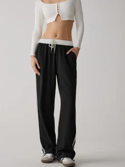 COMMENSE Contrast Waist Wide Leg Pants* Wide Leg|Pants