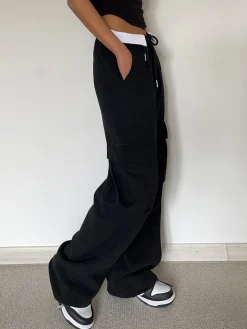 COMMENSE Contrast Waistband Cargo Sweatpants* Pants|Knitwear