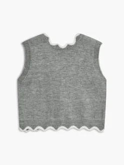 COMMENSE Contrast Wave Trim Bow-Decor Sweater Vest* Vests|Knitwear