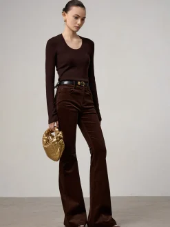 COMMENSE Corduroy Bootcut Pants Without Belt* Pants|Bottoms