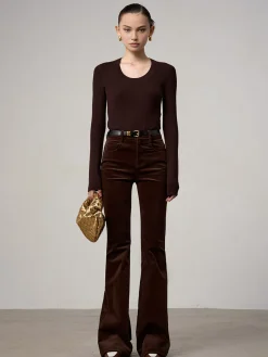 COMMENSE Corduroy Bootcut Pants Without Belt* Pants|Bottoms