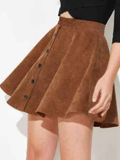 COMMENSE Corduroy Pleated Mini Skirt* Skirts|Bottoms