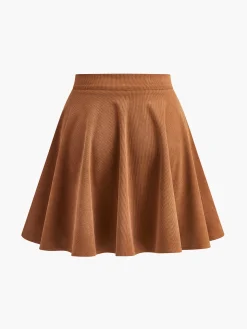COMMENSE Corduroy Pleated Mini Skirt* Skirts|Bottoms