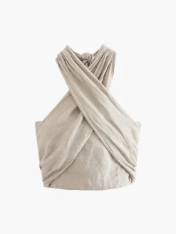 COMMENSE Cotton & Line Crisscross Halter Tank Top* Tank Tops & Camis|Tops
