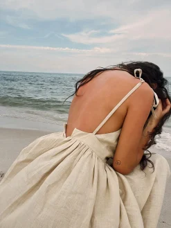 COMMENSE Cotton & Linen Backless Long Dress* Casual Dresses|Summer Dresses