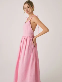 COMMENSE Cotton & Linen Backless Long Dress* Casual Dresses|Summer Dresses