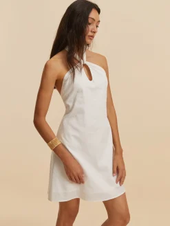 COMMENSE Cotton & Linen Backless Halter Dress* White Dresses|Casual Dresses