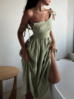 COMMENSE Cotton & Linen Backless Long Dress* Casual Dresses|Summer Dresses