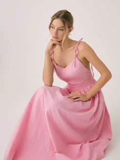 COMMENSE Cotton & Linen Backless Long Dress* Casual Dresses|Summer Dresses