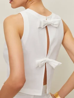 COMMENSE Cotton & Linen Bow Crew Neck Blouse* Blouses & Shirts|Tops