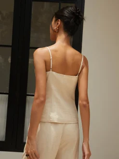 COMMENSE Cotton & Linen Cami Top with Straight Leg Pants Set* Pants Sets|Matching Sets