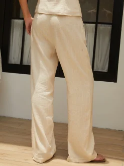 COMMENSE Cotton & Linen Cami Top with Straight Leg Pants Set* Pants Sets|Matching Sets