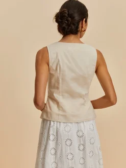 COMMENSE Cotton & Linen Casual Sleeveless Blouse* Blouses & Shirts|Tops