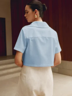 COMMENSE Cotton & Linen Cropped Shirt* Crop Tops|Blouses & Shirts