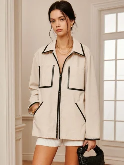 COMMENSE Cotton & Linen Double Zip Jacket* Long Sleeve Sets|Outerwear