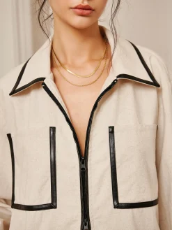 COMMENSE Cotton & Linen Double Zip Jacket* Long Sleeve Sets|Outerwear