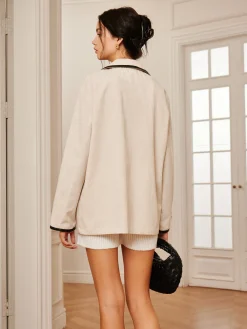 COMMENSE Cotton & Linen Double Zip Jacket* Long Sleeve Sets|Outerwear