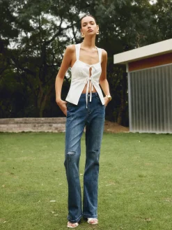 COMMENSE Cotton & Linen Knotted Bow Detail Tank Top* Blouses & Shirts|Tank Tops & Camis