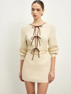 COMMENSE Cotton & Linen Lace Up Dress Without Belt* Casual Dresses|Vacation Dresses