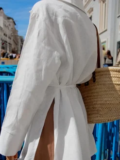 COMMENSE Cotton & Linen Long Sleeve Tied Blouse* Blouses & Shirts|Tops