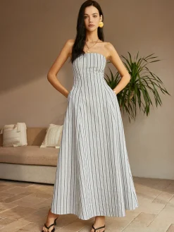 COMMENSE Cotton & Linen Off-Shoulder Dress* White Dresses|Casual Dresses