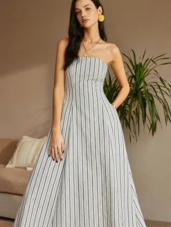 COMMENSE Cotton & Linen Off-Shoulder Dress* White Dresses|Casual Dresses
