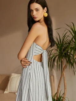 COMMENSE Cotton & Linen Off-Shoulder Dress* White Dresses|Casual Dresses