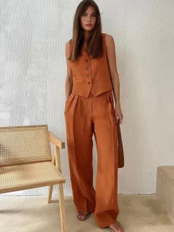 COMMENSE Cotton & Linen Pants Set* Pants Sets|Matching Sets
