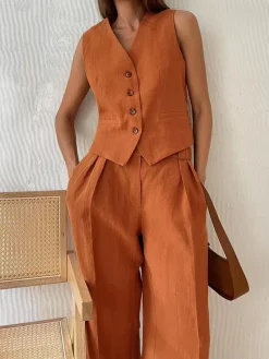 COMMENSE Cotton & Linen Pants Set* Pants Sets|Matching Sets