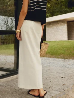 COMMENSE Cotton & Linen Pockets Split Maxi Skirt* Skirts|Matching Sets