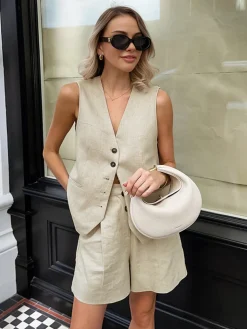 COMMENSE Cotton & Linen Pockets Shorts Set* Shorts Sets|Shorts