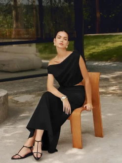 COMMENSE Cotton & Linen Solid Maxi Skirt* Skirts|Matching Sets