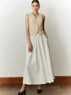COMMENSE Cotton & Linen Solid V-Neck Vest* Outerwear|Vests