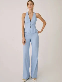 COMMENSE Cotton & Linen Vest With Straight Leg Pants Set* Pants Sets|Vests