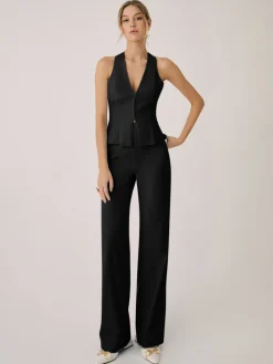 COMMENSE Cotton & Linen Vest With Straight Leg Pants Set* Pants Sets|Vests