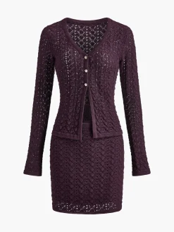 COMMENSE Cotton Blends Hollow Skirt Set* Skirt Sets|Long Sleeve Sets