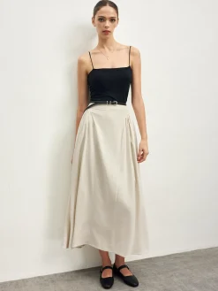 COMMENSE Cotton Blends Pleated Skirt Without Belt* Skirts|Bottoms