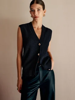 COMMENSE Cotton Blends Ribbed Sweater Vest* Sweater Vests|Sweaters & Cardigans