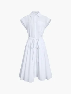 COMMENSE Cotton Blends Sleeveless Split Midi Dress* White Dresses|Casual Dresses