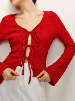 COMMENSE Cotton Blends Tie Front Soft Blouse* Blouses & Shirts|Tops