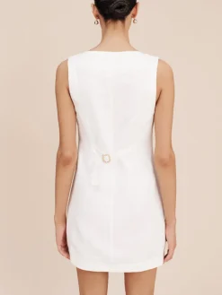 COMMENSE Cotton Button-Front Short Dress* White Dresses|Black Dresses