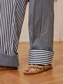 COMMENSE Cotton Contrast Binding Pinstripe Pants* Pants|Bottoms