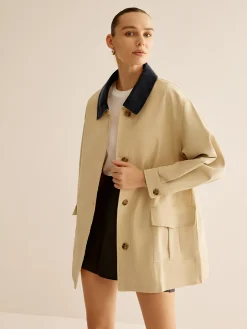 COMMENSE Cotton Contrast Collar Button Jacket* Outerwear|Jackets