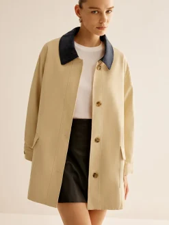 COMMENSE Cotton Contrast Collar Button Jacket* Outerwear|Jackets